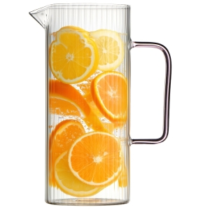 Dzbanek ryflowany z różowym uchem 1500ml Livio