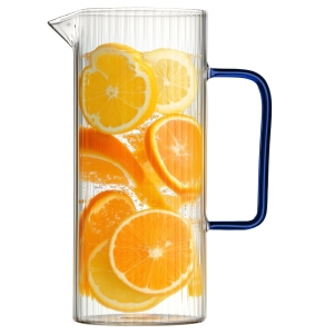 Dzbanek ryflowany z niebieskim uchem 1500ml Livio