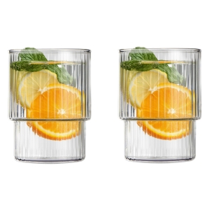 Dwie szklanki ryflowane 350ml Livio