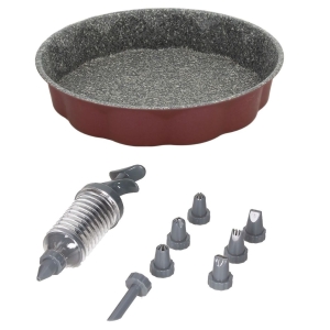 Okrągła blacha bordowa 26cm i zestaw do dekoracji