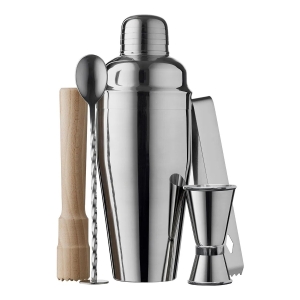 Zestaw barmański 5 elementów Buk / Stal nierdzewna