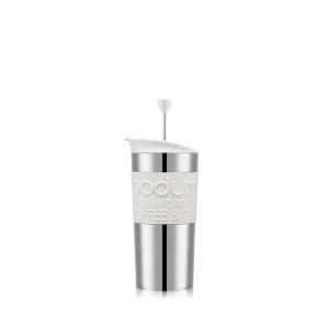Kubek z zaparzaczem tłokowym do kawy Travel Press 0.35 l Off white