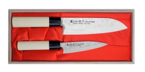 Zestaw noży Santoku + uniwersalny Satake Nashiji Natural