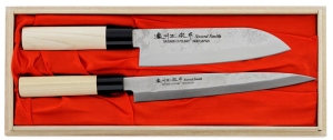 Zestaw 2 noży Santoku+Sashimi Satake Nashiji Natural